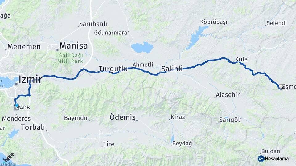 Adnan Menderes Havalimanı Eşme Arası Kaç Km - Yol Tarifi