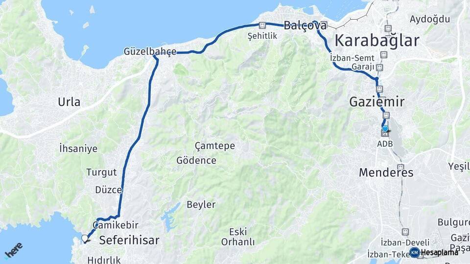 Adnan Menderes Havalimanı Sığacık Arası Kaç Km - Yol Tarifi