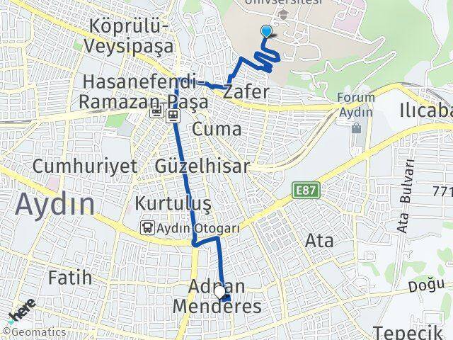 Adnan Menderes Üniversitesi Adnan Menderes Arası Kaç Km - Yol Tarifi