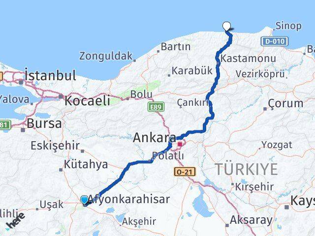 Afyonkarahisar Abana Kastamonu Arası Kaç Km - Yol Haritası