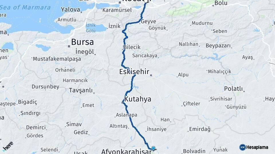 Afyonkarahisar Adapazarı Sakarya Arası Kaç Km - Yol Haritası