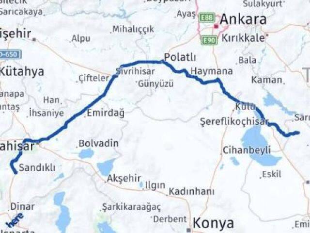 Afyonkarahisar Ağaçören Aksaray Arası Kaç Km - Yol Haritası