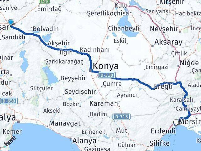 Afyonkarahisar Akdeniz Arası Kaç Km - Yol Tarifi