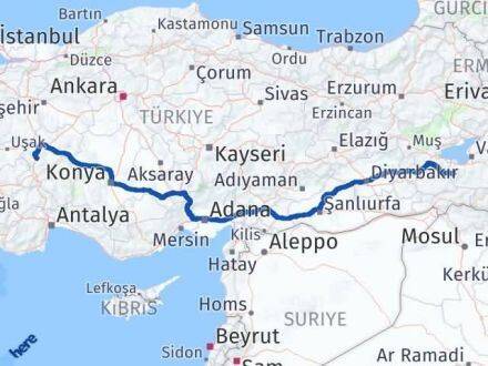 Afyonkarahisar Bahçesaray Van Arası Kaç Km - Yol Haritası