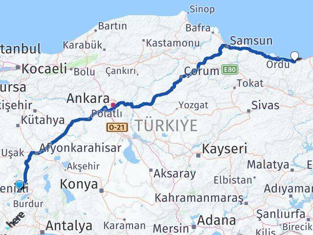Afyonkarahisar Başmakçı Giresun Arası Kaç Km - Yol Haritası