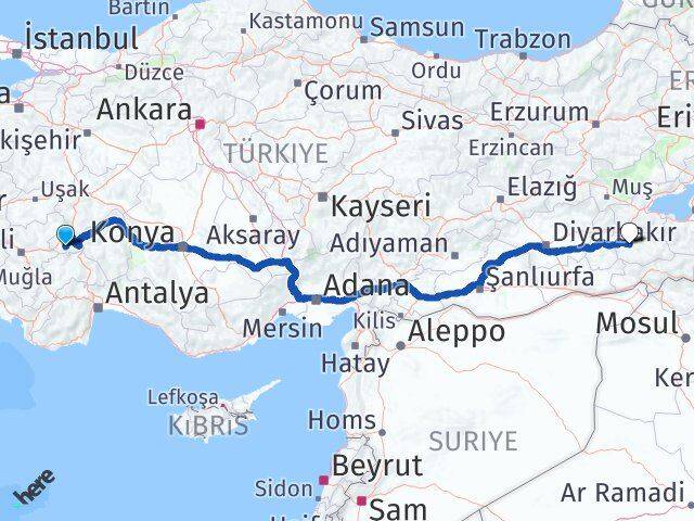 Afyonkarahisar Başmakçı Siirt Arası Kaç Km - Yol Haritası