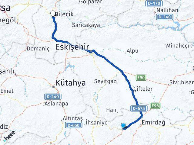 Afyonkarahisar Bayat Bilecik Arası Kaç Km - Yol Haritası