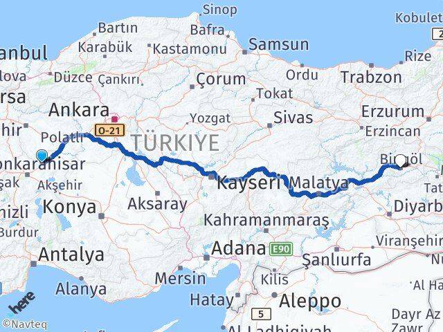 Afyonkarahisar Bayat Bingöl Arası Kaç Km - Yol Haritası