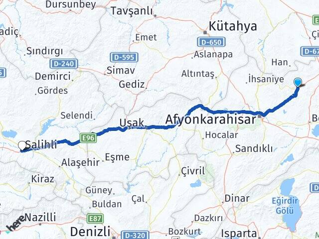 Afyonkarahisar Bayat Salihli Manisa Arası Kaç Km - Yol Haritası