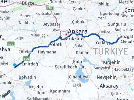 Afyonkarahisar Bayat Yozgat Arası Kaç Km - Yol Haritası