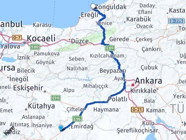 Afyonkarahisar Bayat Zonguldak Arası Kaç Km - Yol Haritası