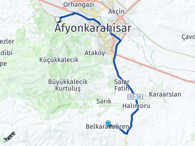 Belkaracaören Fevzi Çakmak Arası Kaç Km - Yol Tarifi