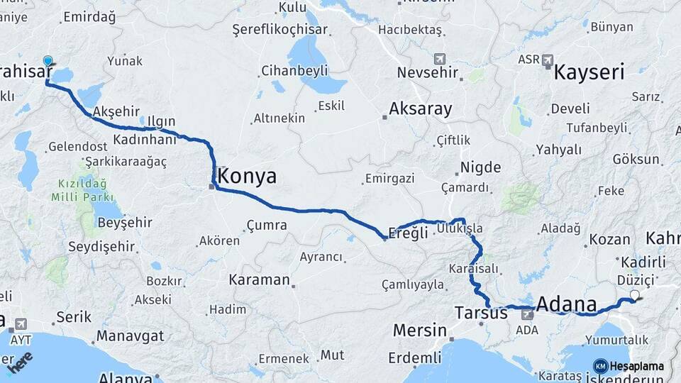 Afyonkarahisar Bolvadin Osmaniye Arası Kaç Km - Yol Haritası