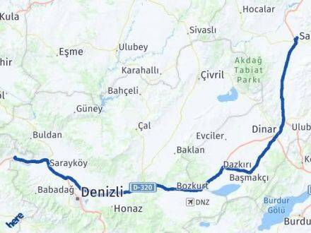 Afyonkarahisar Buharkent Aydın Arası Kaç Km - Yol Haritası