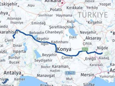 Afyonkarahisar Çamardı Niğde Arası Kaç Km - Yol Haritası
