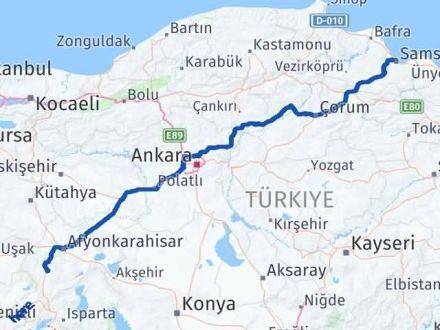 Afyonkarahisar Canik Samsun Arası Kaç Km - Yol Haritası
