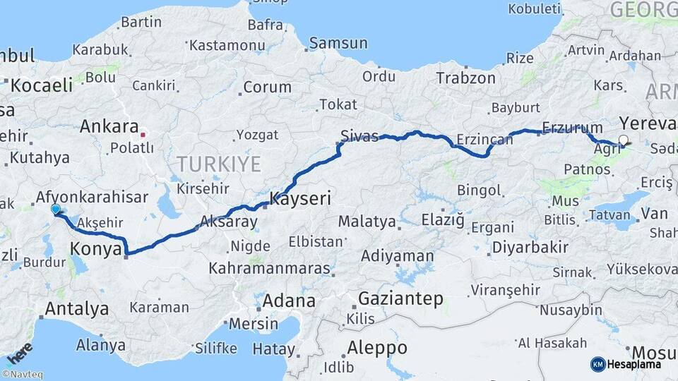 Afyonkarahisar Çay Ağrı Arası Kaç Km - Yol Haritası