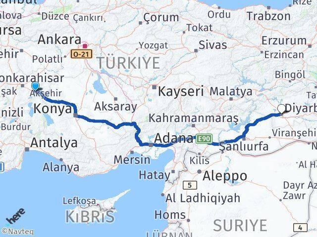 Afyonkarahisar Çay Diyarbakır Arası Kaç Km - Yol Haritası