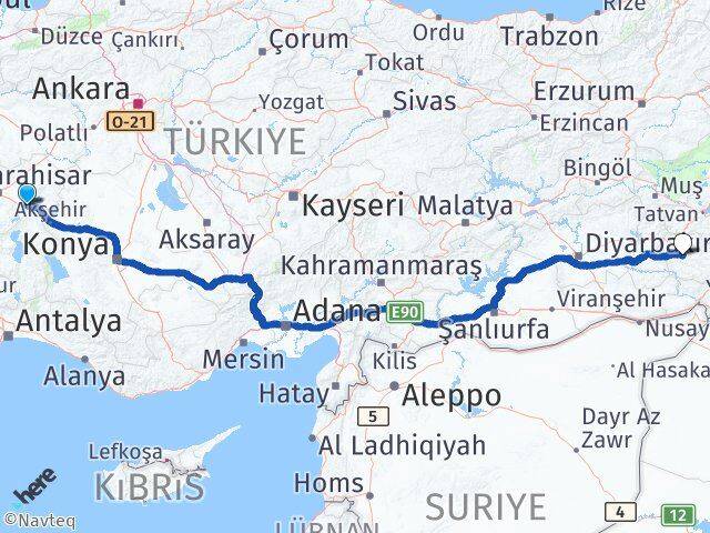 Afyonkarahisar Çay Siirt Arası Kaç Km - Yol Haritası