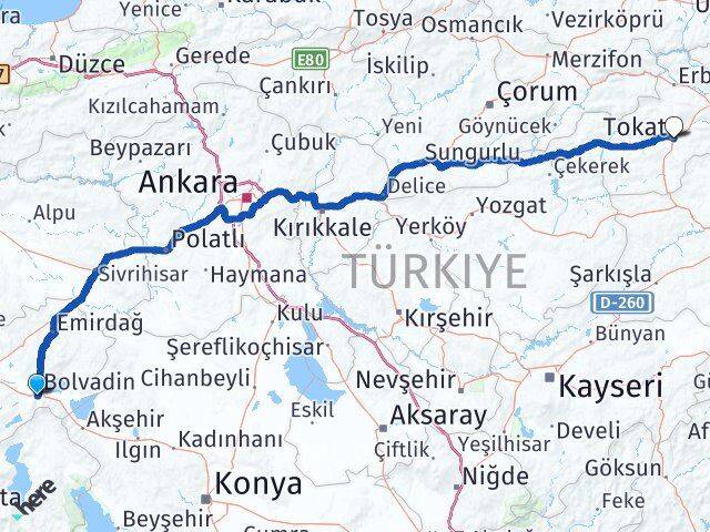 Afyonkarahisar Çay Tokat Arası Kaç Km - Yol Haritası