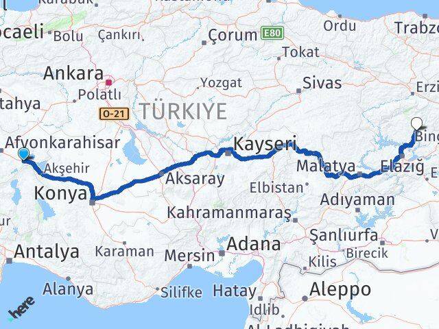 Afyonkarahisar Çay Tunceli Arası Kaç Km - Yol Haritası