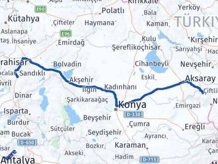 Afyonkarahisar Çiftlik Niğde Arası Kaç Km - Yol Haritası
