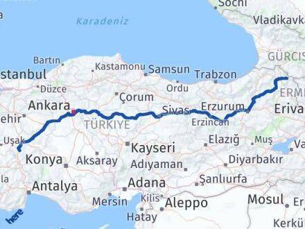 Afyonkarahisar Çıldır Ardahan Arası Kaç Km - Yol Haritası