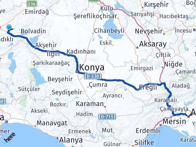 Afyonkarahisar Çobanlar Adana Arası Kaç Km - Yol Haritası