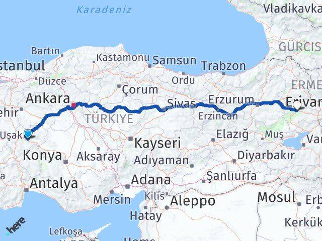 Afyonkarahisar Çobanlar Ağrı Arası Kaç Km - Yol Haritası