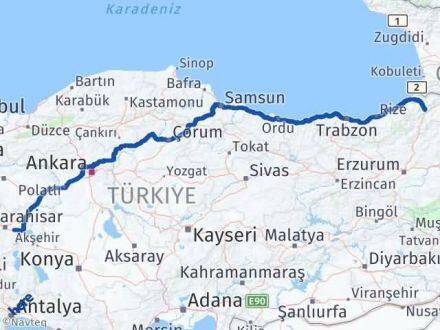 Afyonkarahisar Çobanlar Artvin Arası Kaç Km - Yol Haritası