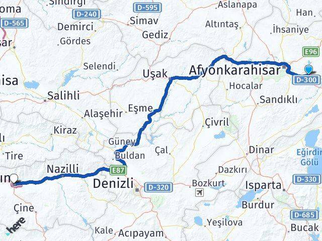 Afyonkarahisar Çobanlar Aydın Arası Kaç Km - Yol Haritası