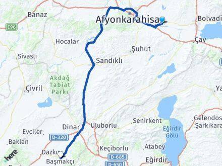 Afyonkarahisar Çobanlar Başmakçı Arası Kaç Km - Yol Haritası