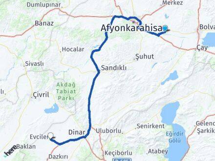 Afyonkarahisar Çobanlar Evciler Arası Kaç Km - Yol Haritası