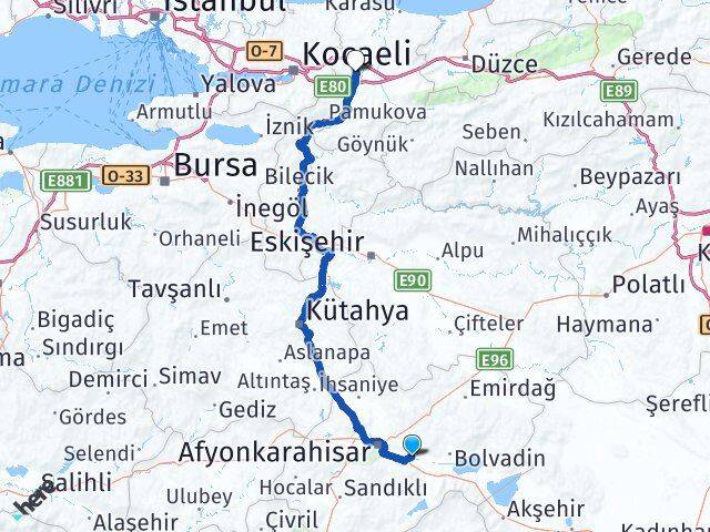 Afyonkarahisar Çobanlar Sakarya Arası Kaç Km - Yol Haritası