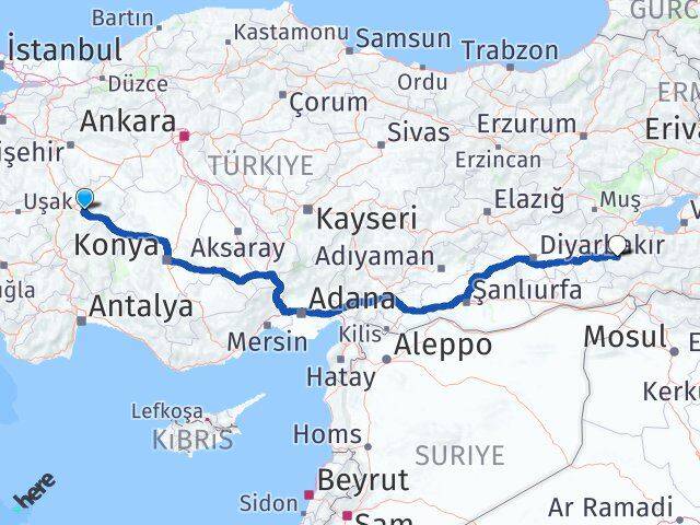 Afyonkarahisar Çobanlar Siirt Arası Kaç Km - Yol Haritası