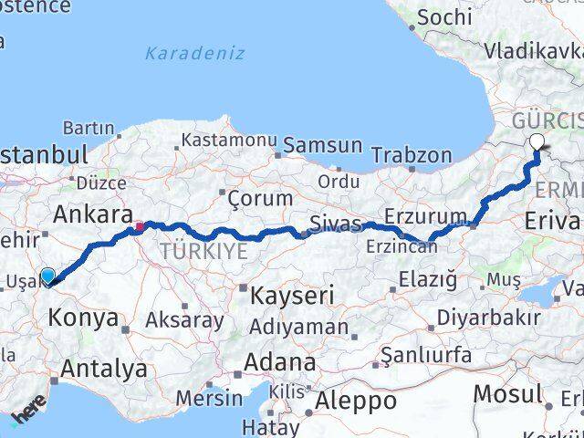 Afyonkarahisar Damal Ardahan Arası Kaç Km - Yol Haritası