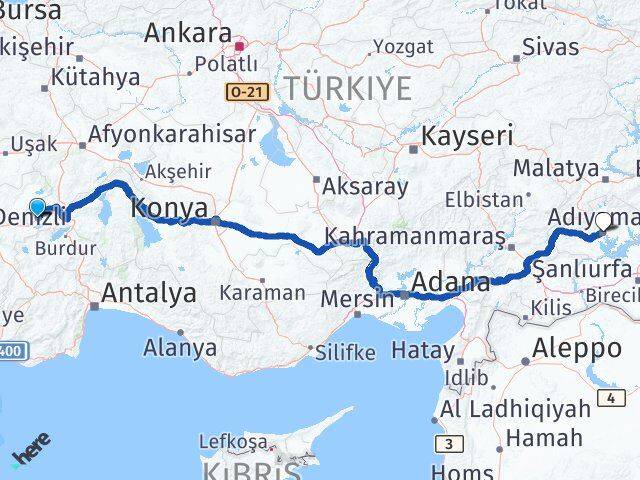 Afyonkarahisar Dazkırı Adıyaman Arası Kaç Km - Yol Haritası