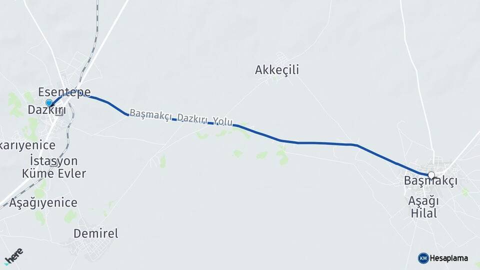 Afyonkarahisar Dazkırı Başmakçı Arası Kaç Km - Yol Haritası