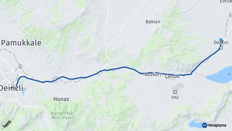 Afyonkarahisar Dazkırı Denizli Arası Kaç Km - Yol Haritası