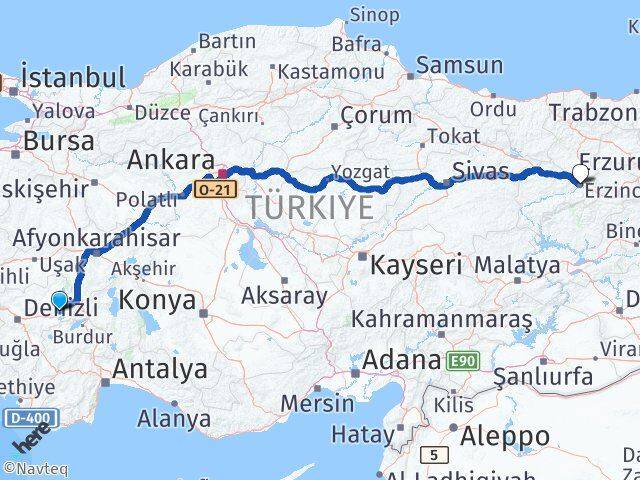 Afyonkarahisar Dazkırı Erzincan Arası Kaç Km - Yol Haritası