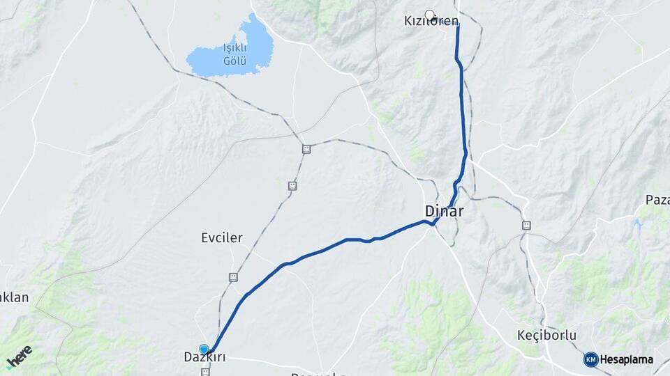 Afyonkarahisar Dazkırı Kızılören Arası Kaç Km - Yol Haritası