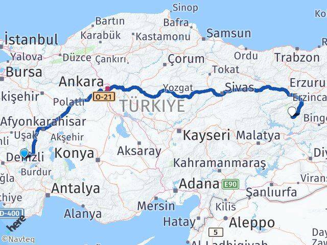 Afyonkarahisar Dazkırı Tunceli Arası Kaç Km - Yol Haritası