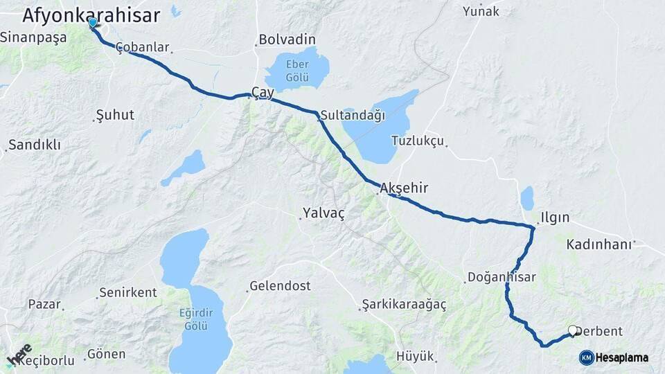 Afyonkarahisar Derbent Arası Kaç Km - Yol Tarifi