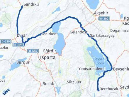 Afyonkarahisar Derebucak Konya Arası Kaç Km - Yol Haritası