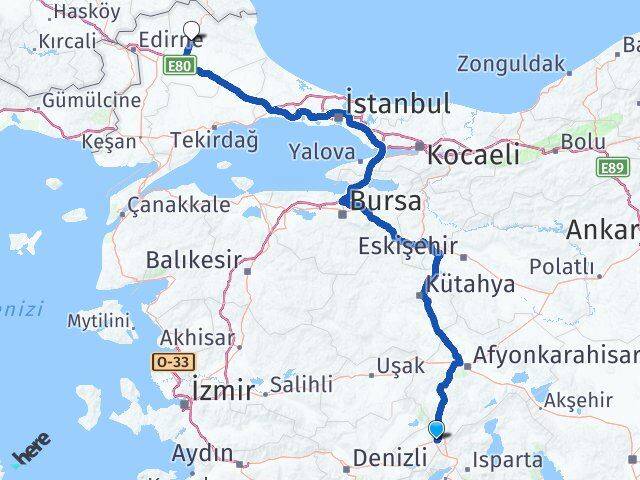 Afyonkarahisar Dinar Kırklareli Arası Kaç Km - Yol Haritası