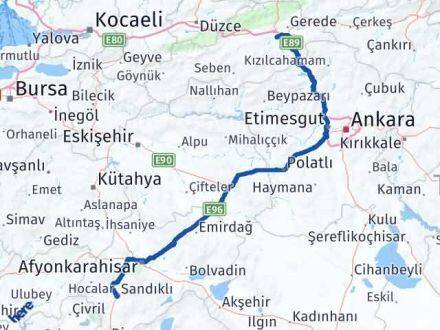 Afyonkarahisar Dörtdivan Bolu Arası Kaç Km - Yol Haritası