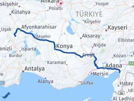Afyonkarahisar Dörtyol Hatay Arası Kaç Km - Yol Haritası