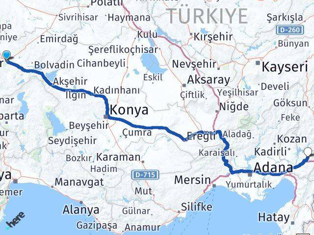 Afyonkarahisar Düziçi Osmaniye Arası Kaç Km - Yol Haritası