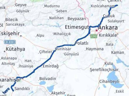 Afyonkarahisar Eldivan Çankırı Arası Kaç Km - Yol Haritası