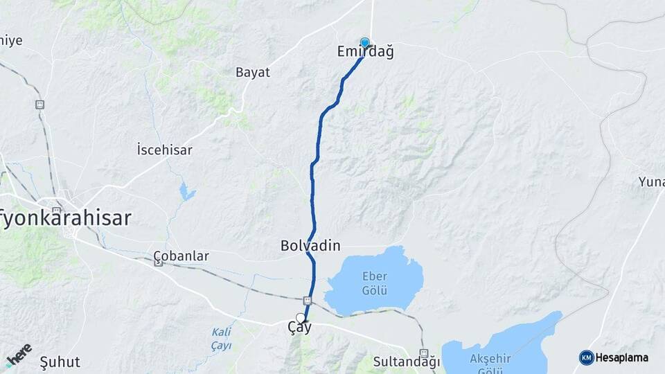 Afyonkarahisar Emirdağ Çay Arası Kaç Km - Yol Haritası